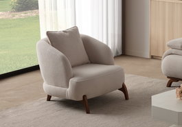 Atelier Del Sofa Wing Chair Bonjo Walnut - Beige